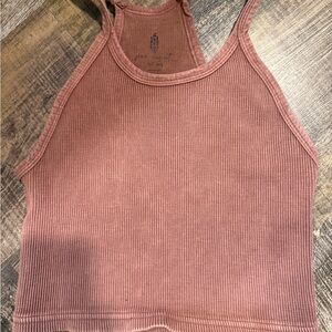 Free People Ribbed Tank Top - Warm Rust